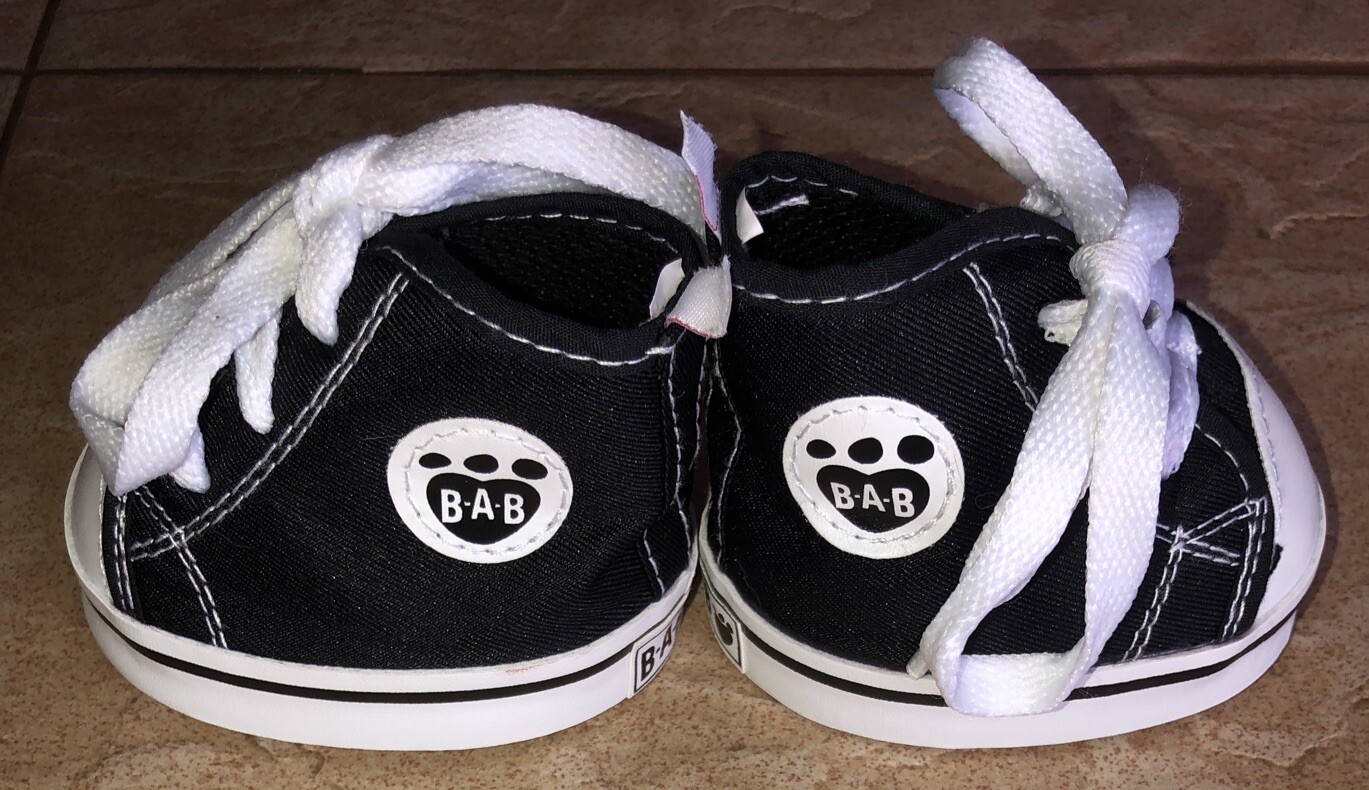 Build A Bear Black Converse Style High Top Chuck Taylor Tennis Shoes BAB Logo thumbnail 2