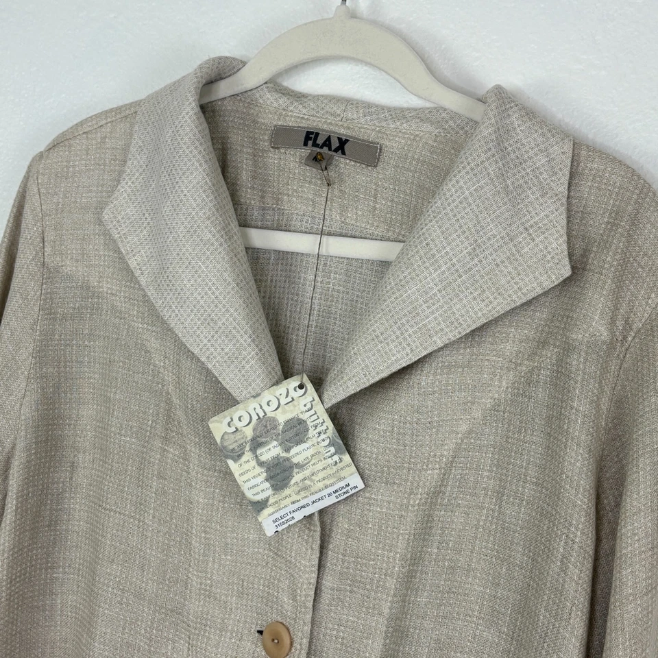FLAX Select Favorite Jacket NEW Size M Relaxed Lagenlook 100% Linen Beige Stone - Image 2 of 4