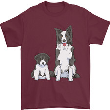 Un T-Shirt Pour Homme Border Collie Et Chiot 100% Coton