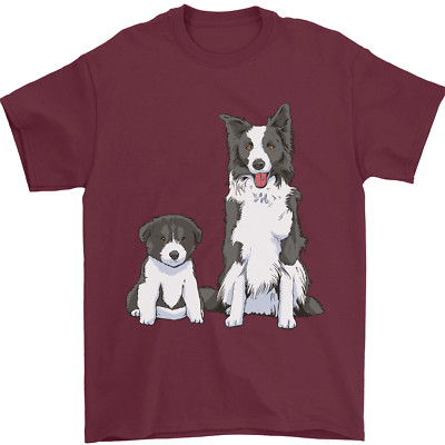 Ein Border Collie Und Welpe Herren T-Shirt 100% Baumwolle