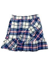 Girls Blue Pink White Plaid Ruffled Ruffle Flared Flare Skirt