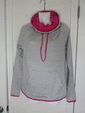 Champion Duo Dry Pullover Pink / gray Cowl Neck Hooded Hoodie Women's Sz S nwot