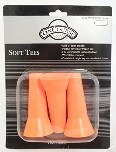 J & M Oncourse Soft Winter Golf Tees 3" Long, Orange, 3pk NEW