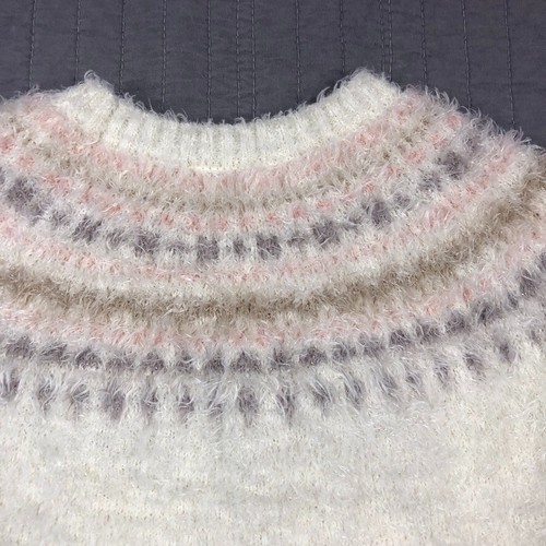 Epic Threads Sweater Girl Medium White Pink Fair Isle Metallic Threads Fuzzy - Picture 21 of 24