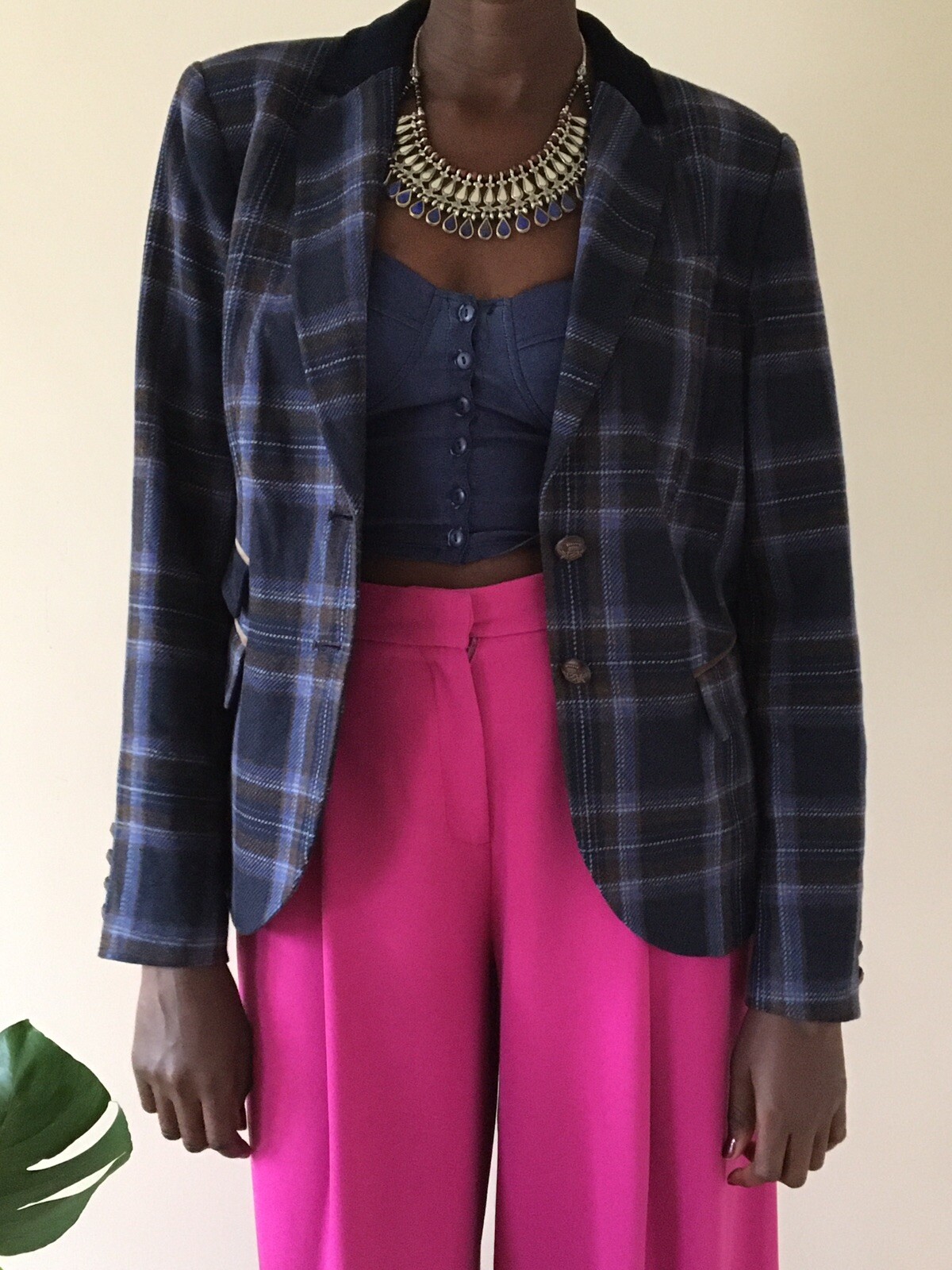 Rofa Fashion Group White Label Jacket blue ladies corduroy check vintage 80's M eBay