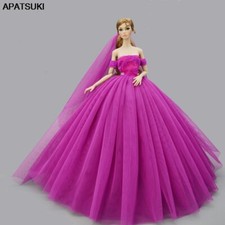 Purple Fashion Wedding Dress for 11.5" Doll Clothes Princess Dresses Outfits 1/6