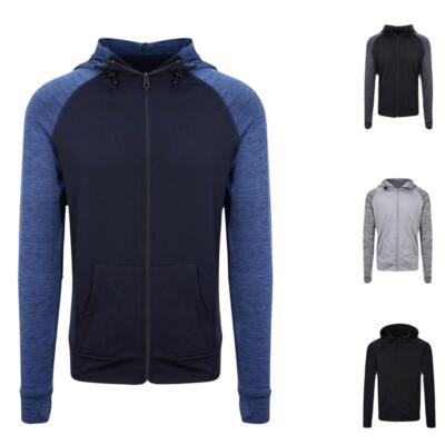 Herren Sport Kapuzenjacke Slim Fit Reißverschluss Performance Hoodie mit Daumenlöchern