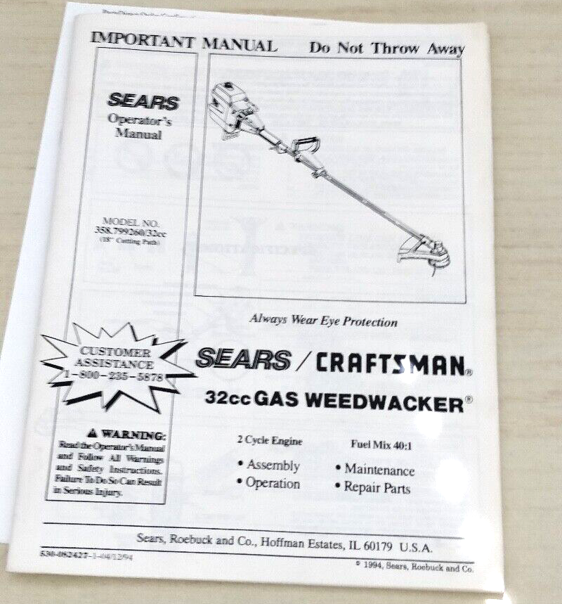 Original Manual / Parts List - CRAFTSMAN Weedwacker