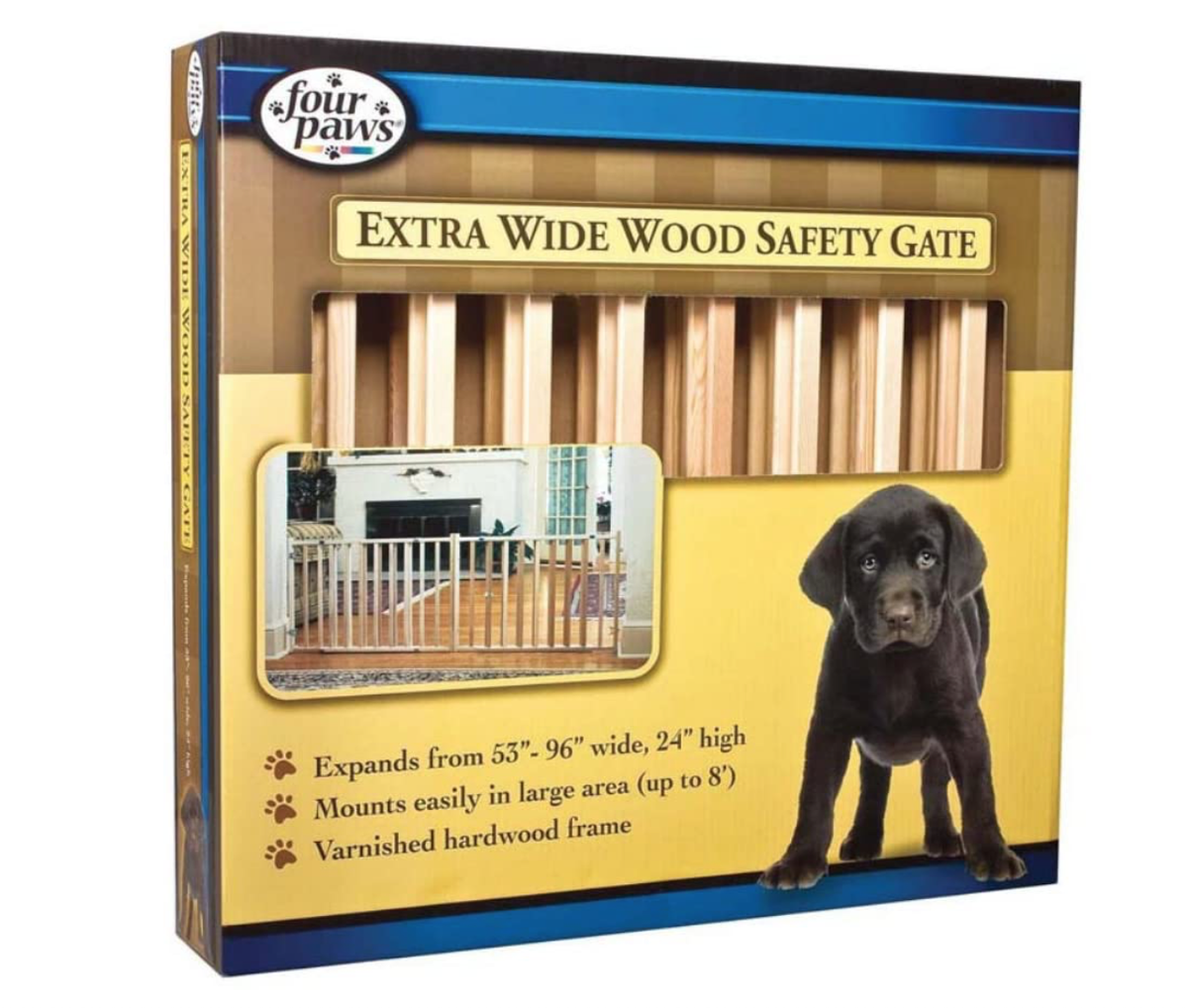 Four Paws Extra Wide Vertical Wood Slat Pet Gate 53