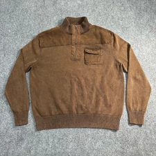 Riggins Sweater Mens Extra Large Brown Quarter Zip Pullover Cotton Ribbed Hem