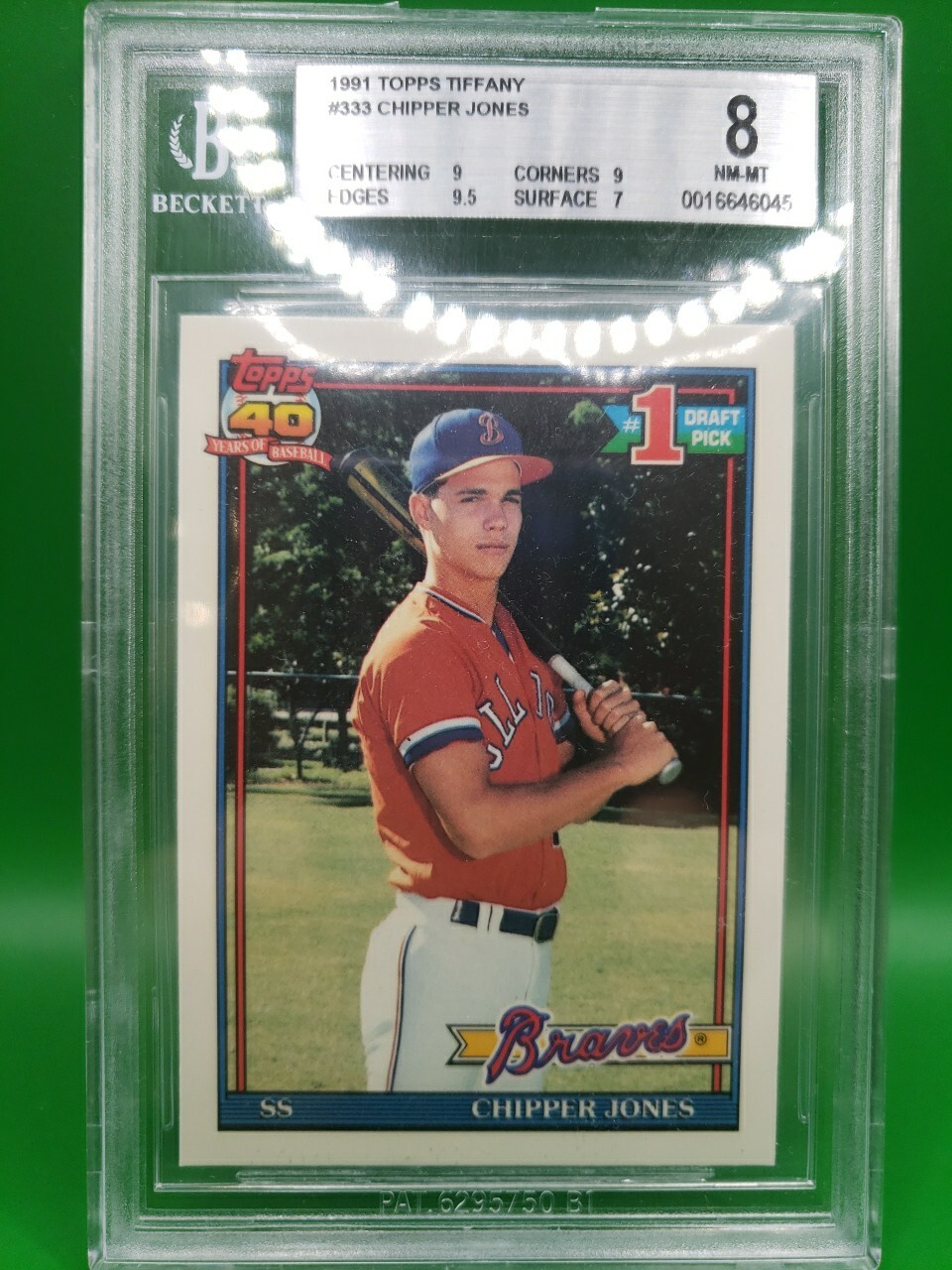 1991 Topps Tiffany  - Chipper Jones #333 (RC) #1 Draft Pick BGS 8