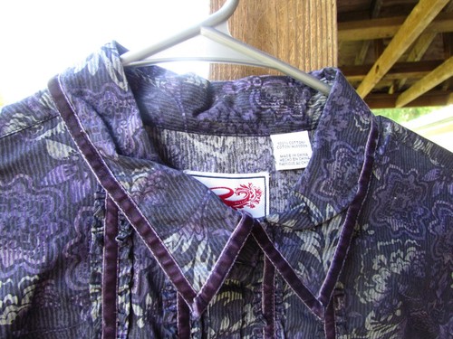 NWT Womens Roper Button Long Sleeve Purple Print Western Shirt sz. XL 100% Cotto - Picture 3 of 9