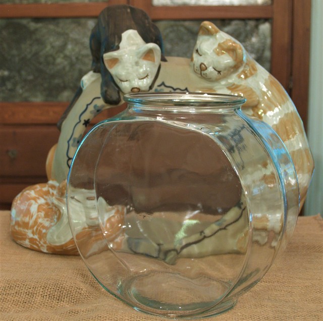 Louisville Stoneware Classy Cats Fish Bowl Surround Whimsical Art