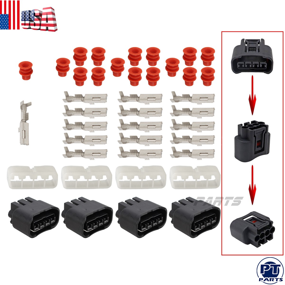Fuel Injector Wiring Harness Set Of 4 Fuel Injector Connector Pigtails ...