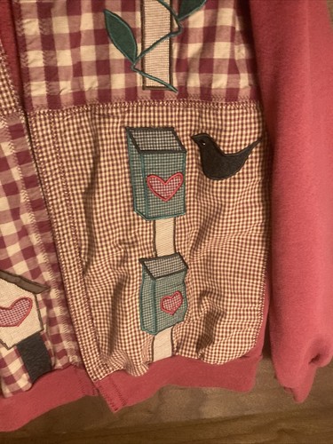 Vintage Jerzees L Cardigan Sweatshirt Birdhouses And Birds Spring USA - Picture 7 of 14