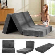 6-Inch Tri-Fold Mattress Twin Size - Foldable Futon Sofa Bed with Removable W...