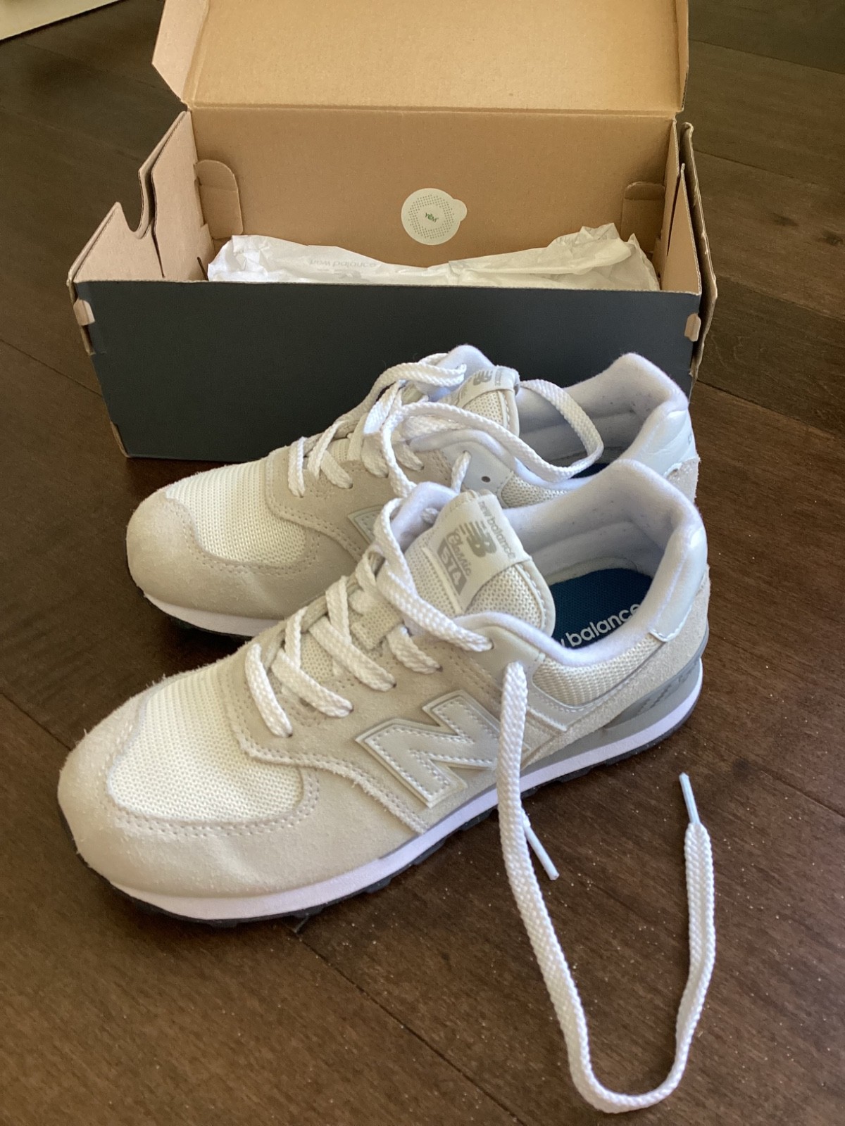 New Balance 574 Kids Size 3 Gray White Sneakers