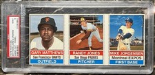 1976 Hostess Panel Gary Matthews Giants, Mike Jorgensen Expos, Randy Jones PSA 9
