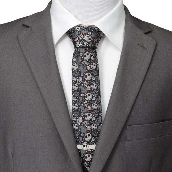 Corbata para hombre Disney Pesadilla antes de Navidad negro gris patrón Foto 2 de 4