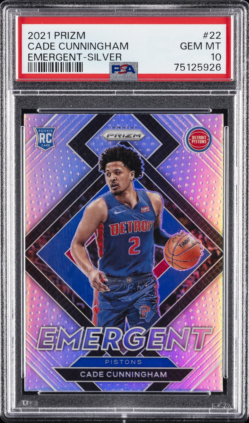 2021 PANINI PRIZM EMERGENT SILVER #22 CADE CUNNINGHAM PSA 10