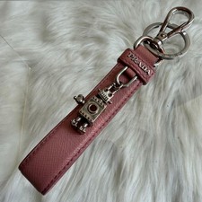 Prada Robot Keychain Saffiano Leather Pink Silver Hardware Used