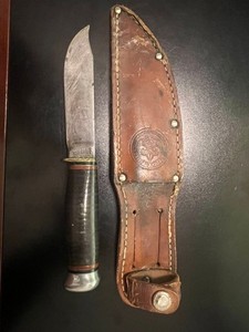Marbles Gladstone Woodcraft Knife With Sheath, stacked handle 3 1/2 blade.