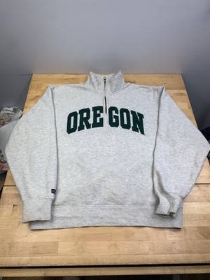 Vintage JanSport Oregon Ducks Sweatshirt men L Gray Pullover 1/4 Zip 13494