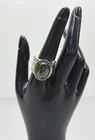 900 Silver Thick Vintage Style Green "Gemstone" Engraved Ring - Metal Tested