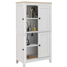 HOMCOM Bathroom Floor Cabinet with Adjustable Shelves and Doors, White