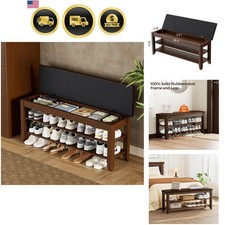 Shoe Rack Bench with Storage Modern Entryway Shoe Organizer with Cushion