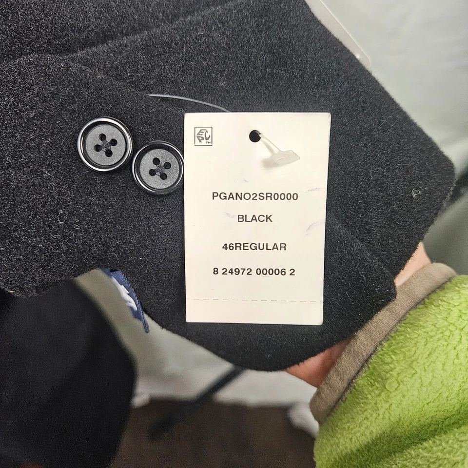 Chaps Mens Black Wool Blend Overcoat 46 Regular PGANO2SR0000 New With Tags - Image 3 of 4