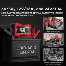 Caricabatterie per Auto 16A Caricabatterie Automatico Intelligente 6v/12v/24v - Miniatura 3
