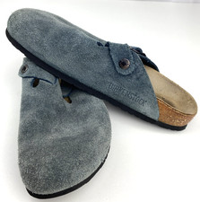 Birkenstock Womens Boston Gray Suede Round Toe Slip On Clog Shoes Size Euro 41