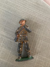 Vintage Painted Grey Iron Standing soldier with rifle 3" tall  4