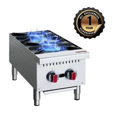 12'' Commercial Natural Gas Range Stove Grates  2 Burner Countertop 50000 BTU