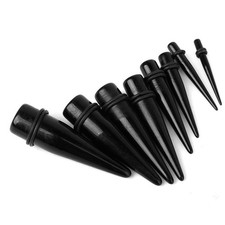 8pcs Bla Acryl Ear Strechers Expander Taper Stretching Plug 4mm 18mm