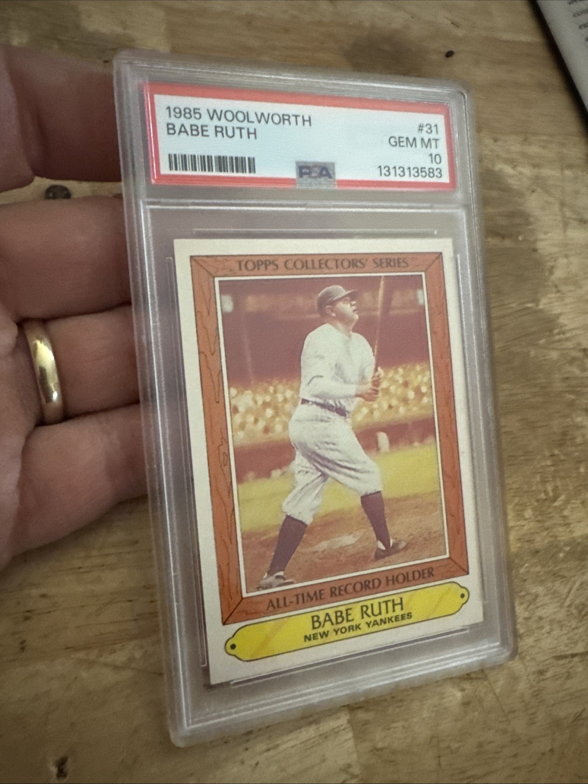 Babe Ruth Vintage Baseball Card PSA 10 Gem Mint New York Yankees Woolworth 1985 view 2