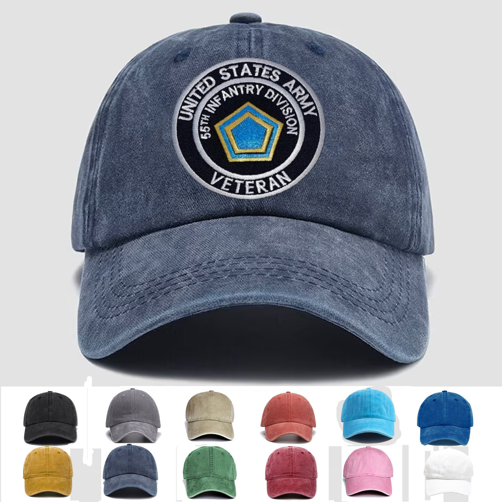 Custom Embroidered Hat US Army 55th Infantry Division Veteran, Trucker Hat, Gift