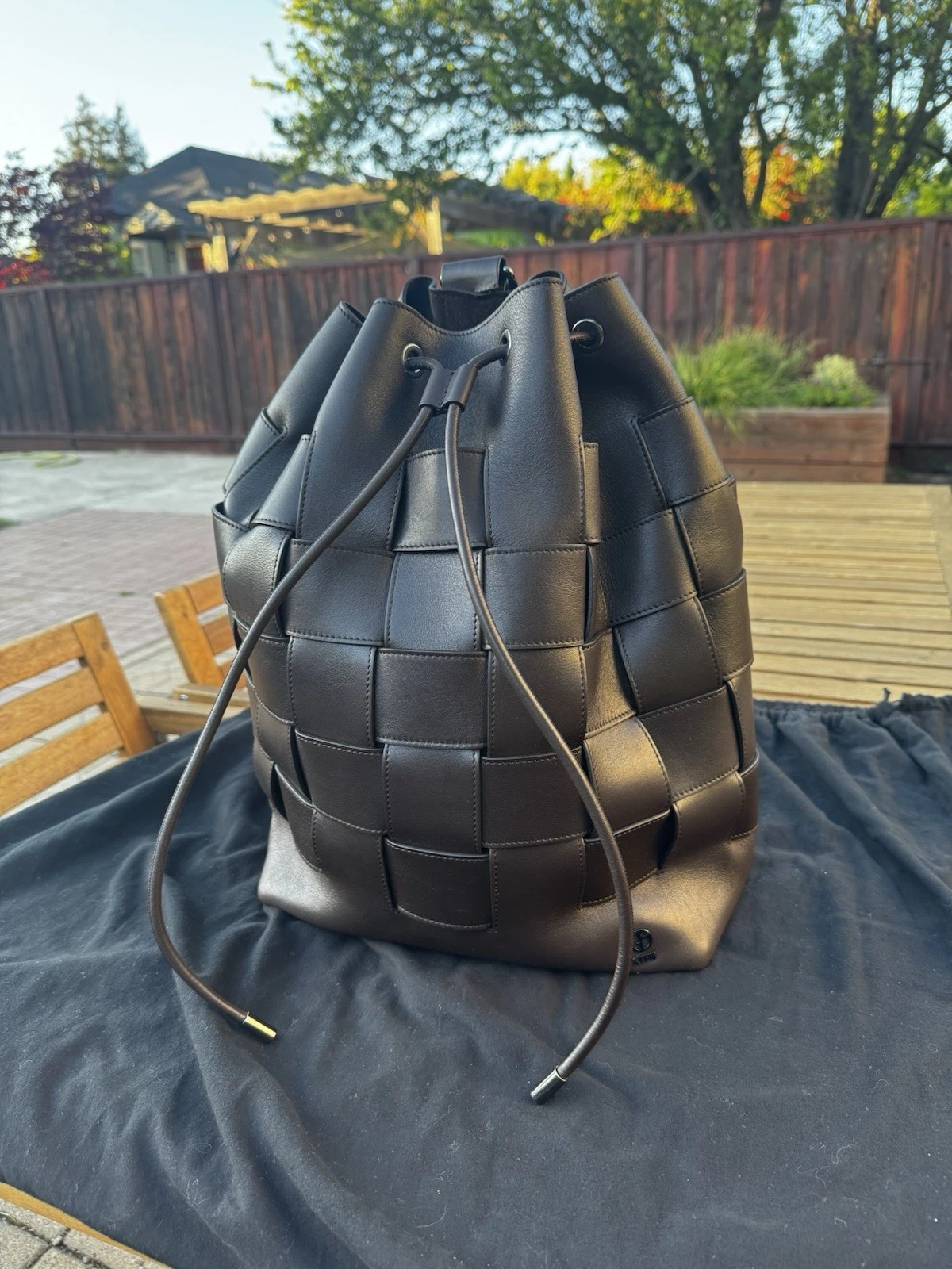Giorgio Armani — Rare Kith x Giorgio Armani Leather Woven Rucksack Sling Bag Backpack Brown $2595