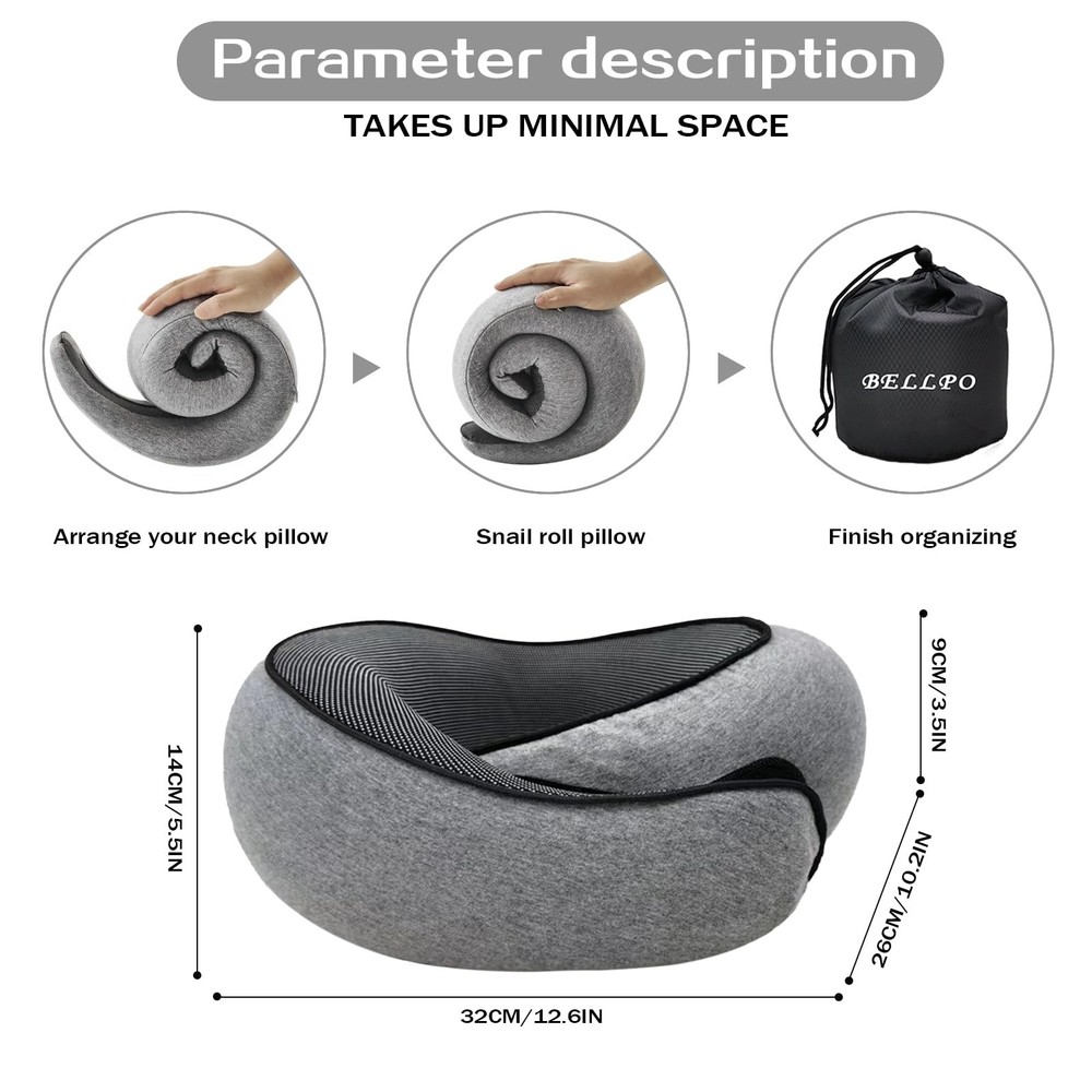 Memory Foam Travel Neck Pillow for Airplanes Cars 360° Ergonomic Support
