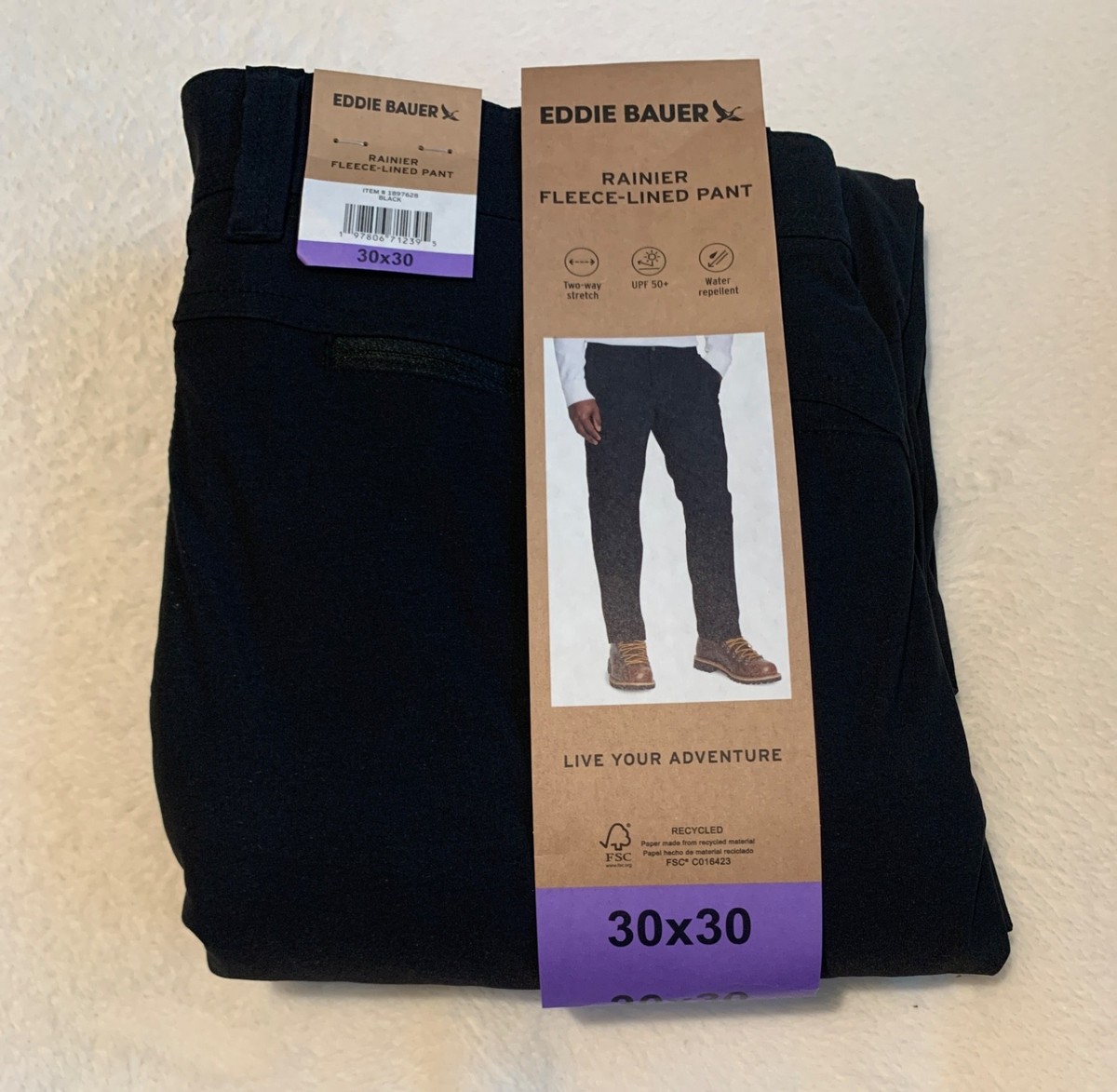 Eddie Bauer Rainier Fleece Lined men's pants Black Color & Choose