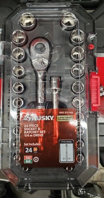 #ad Husky 1 4 in. Drive Ratchet SAE Metric Standard Socket Set 24 Piece $65.00
