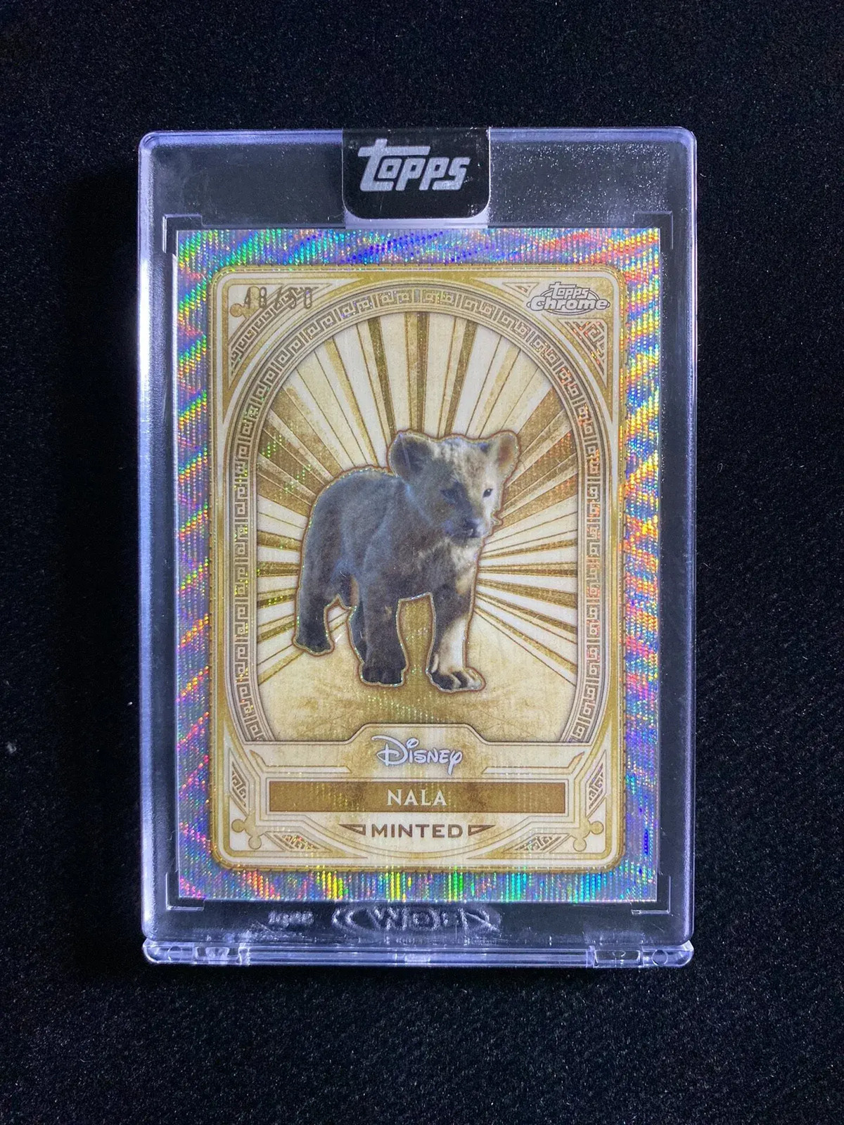 2025 Topps Chrome Disney Minted Nala 48/50 Gold Wave Refractor Encased #93 OC53
