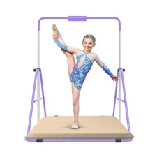 Gymnastics Bar with Self-Inflating Mat for Kids, Adjustable Height Gymnastic ...