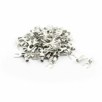 100pcs SNB3.5-5 Fork Type Non-Insulated Spade AWG14-12 Cable Terminals  KD *lh