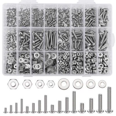 KSSVZZ 900PCS Hardware Machine Screws SAE Assortment Kit - Stainless Steel Bolts & Nuts