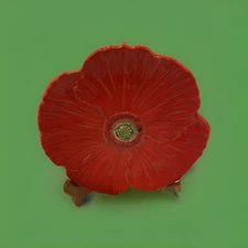 Ambiance Fleur Rouge Red Poppy Flower 8 1/2" Salad Dessert Plate