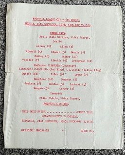 RARE Stoke City v Rotherham United (League Cup) 1963/64 Single sheet