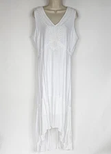 Ny Collection Womens Dress XL Sleeveless White Embroidered Lightweight Vacation