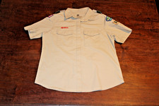 Boy Scouts of America BSA Women's Shirt Tan Large Vented Sewn Patches